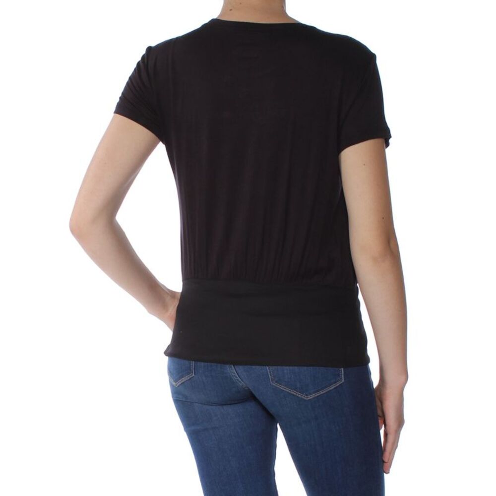 INC Womens Black Tie Color Block Short Sleeve Jewel Neck T-Shirt Size: M - Picture 3 of 3